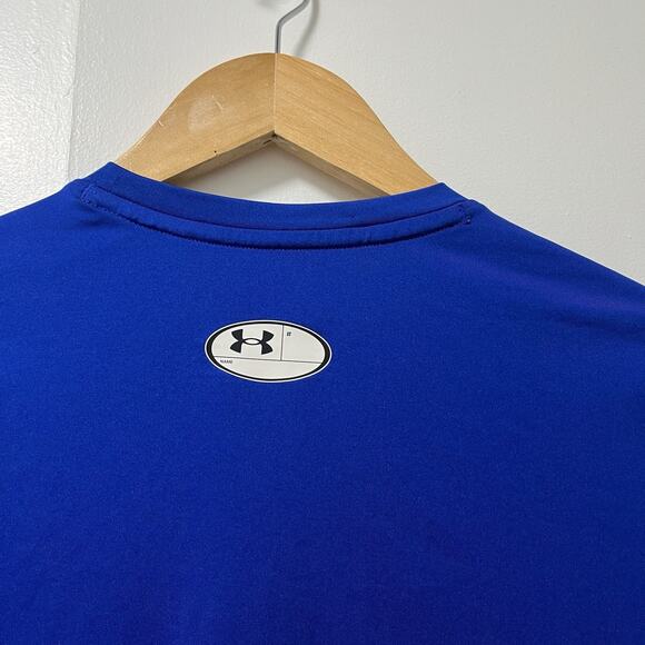 Under Armour Mens HeatGear Compression Long Sleeve Top Size M Blue Athletic Gym - Picture 5 of 6
